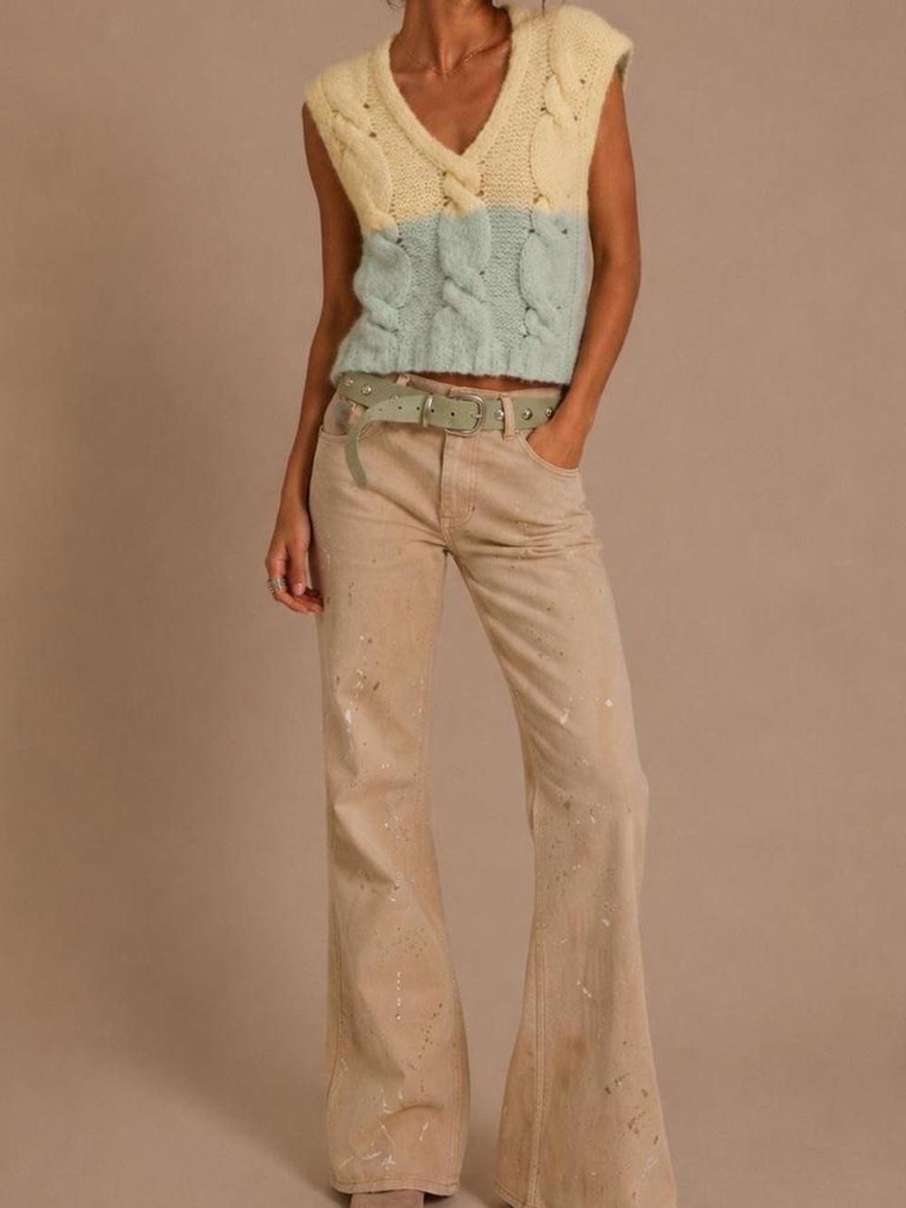 Brand new with tags attached Free People SoftSpun Vest | Lemon Sorbet Combo - Picture 3 of 6